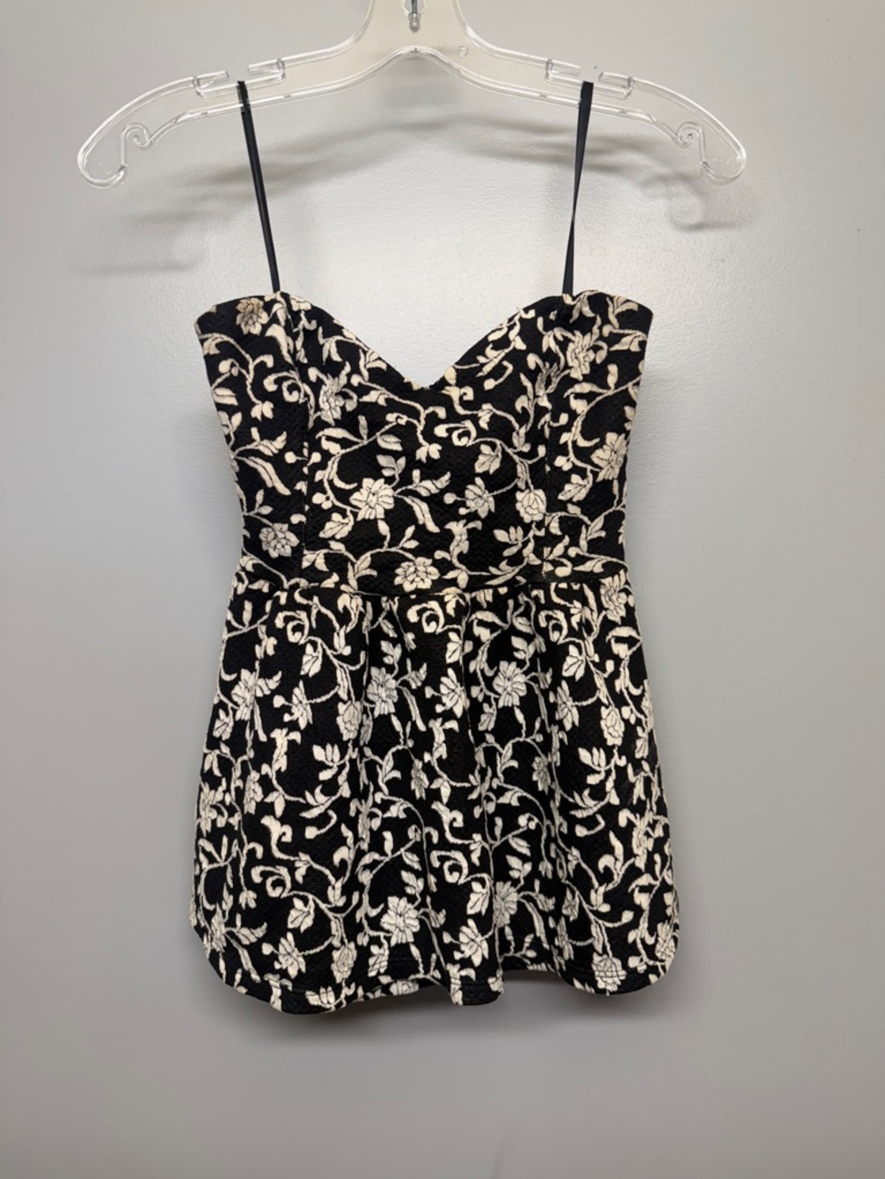 Anthropologie Pins and Needles Black and Cream Floral Embroidered Bandeau Top